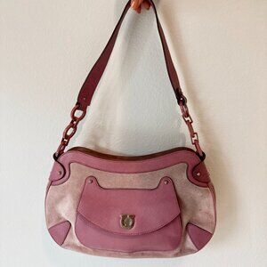 Preloved Salvatore Ferragamo Pink Suede and Leather Shoulder Bag